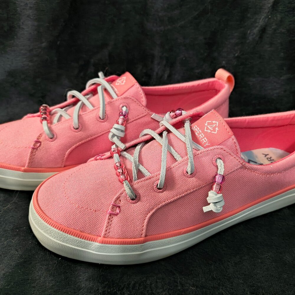 Sperry Flamingo Pink Beaded Top Sliders Size 7.5 (334)